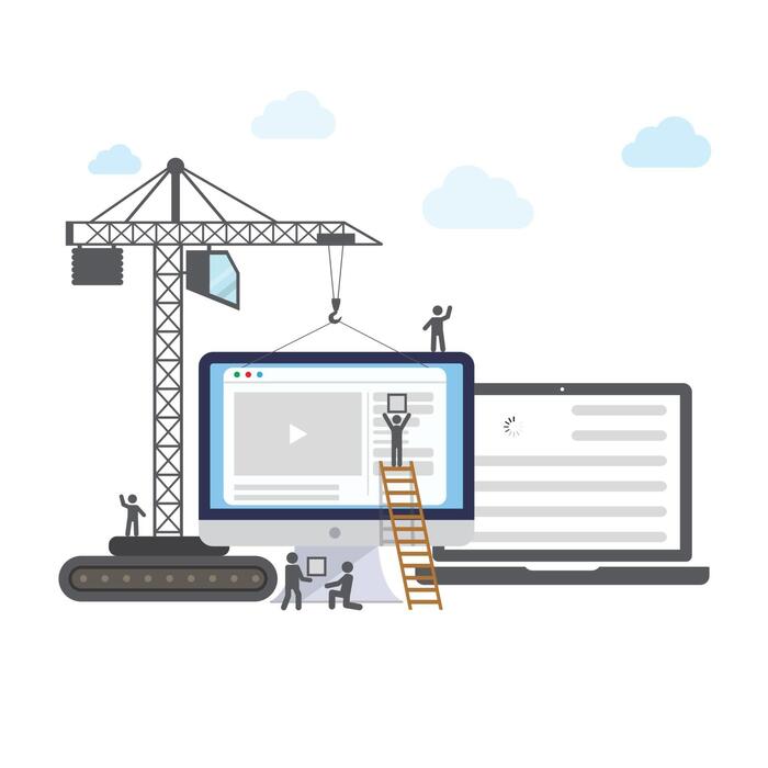 Ilustração de um site em desenvolvimento